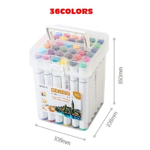 طقم أقلام ماركر مزدوجة الرأس - 1 مم / 5 مم - 36 لون