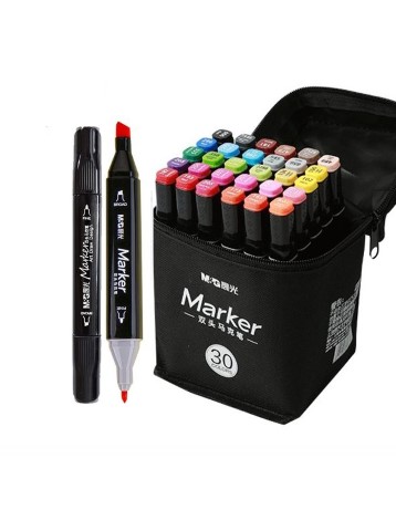 طقم أقلام ماركر مزدوجة الرأس - 30 لون