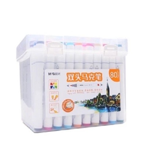 طقم أقلام ماركر مزدوجة الرأس - 1 مم / 5 مم - 80 لون