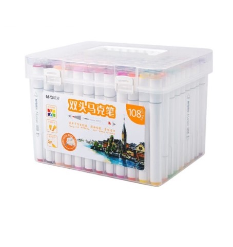 طقم أقلام ماركر مزدوجة الرأس - 1 مم / 5 مم - 108 لون