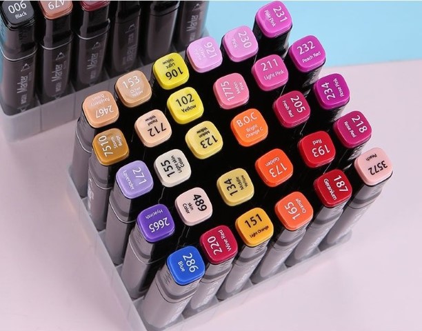 طقم أقلام ماركر مزدوجة الرأس - 60 لون