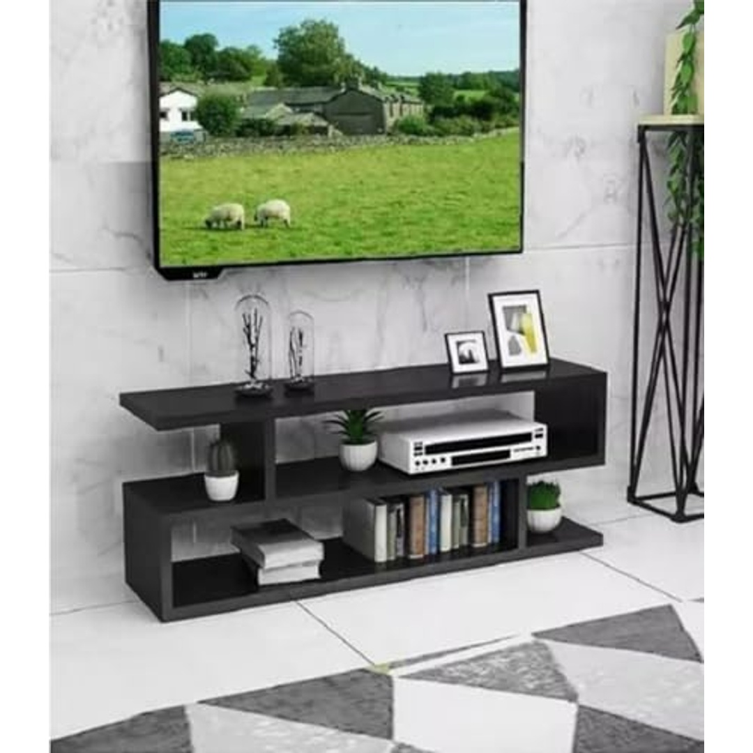 ترابيزة تلفزيون مع رفوف تخزين - 100×20×45 سم - أسود