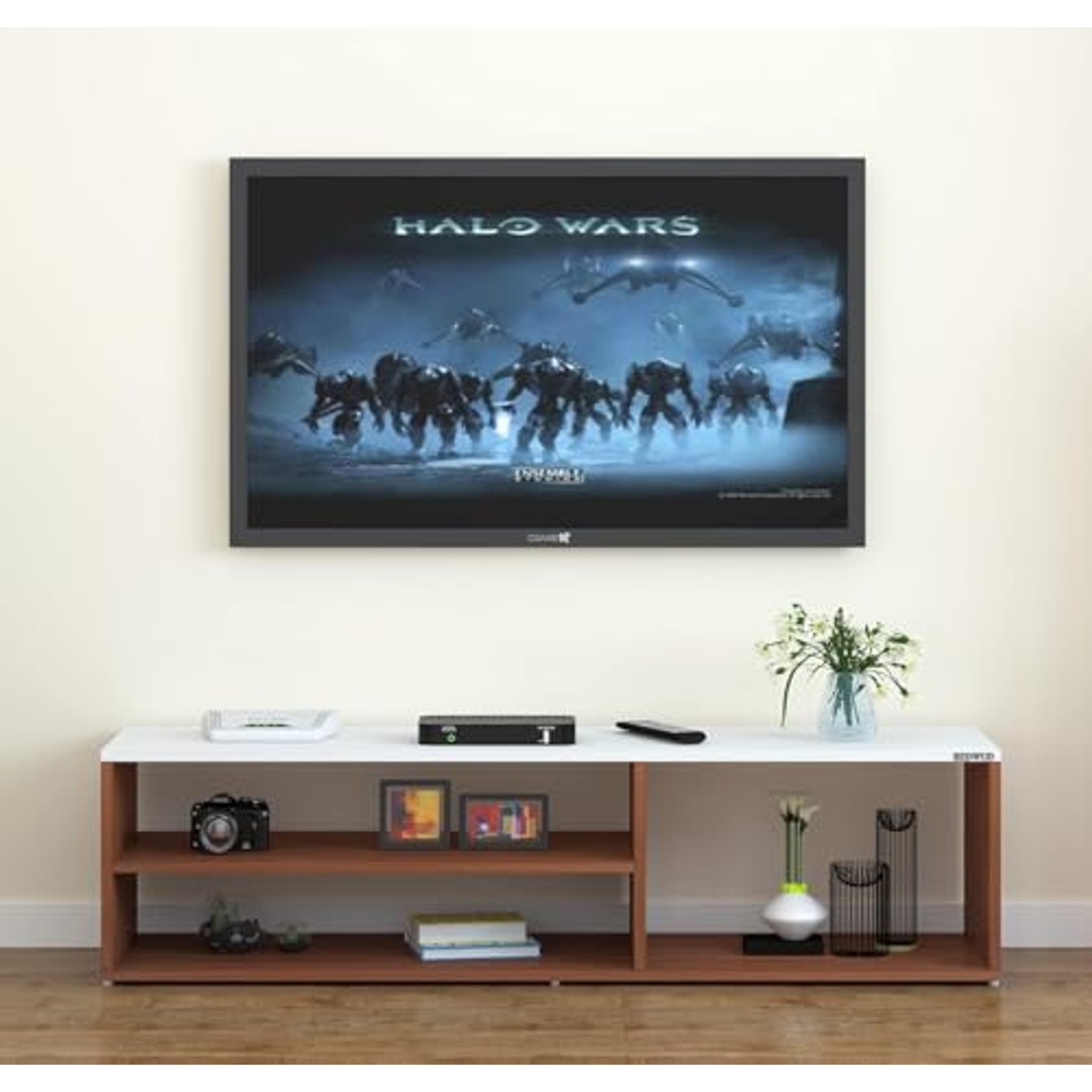 ترابيزة تلفزيون - مناسبة لتلفزيونات حتى 52 بوصة - 130×36.5×30 سم - بني/أبيض