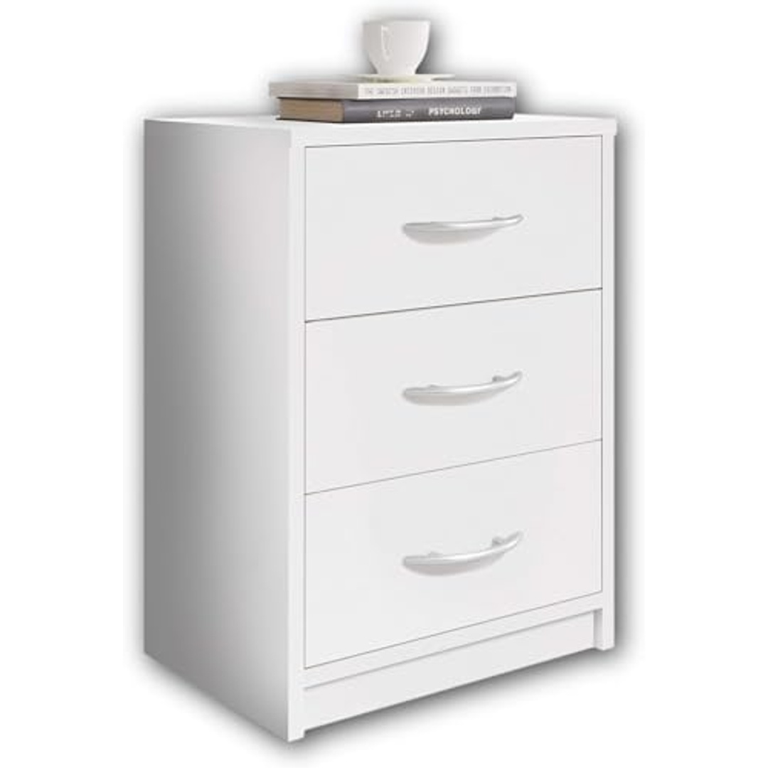 كومود أبيض بـ 3 أدراج - 39×54×28 سم