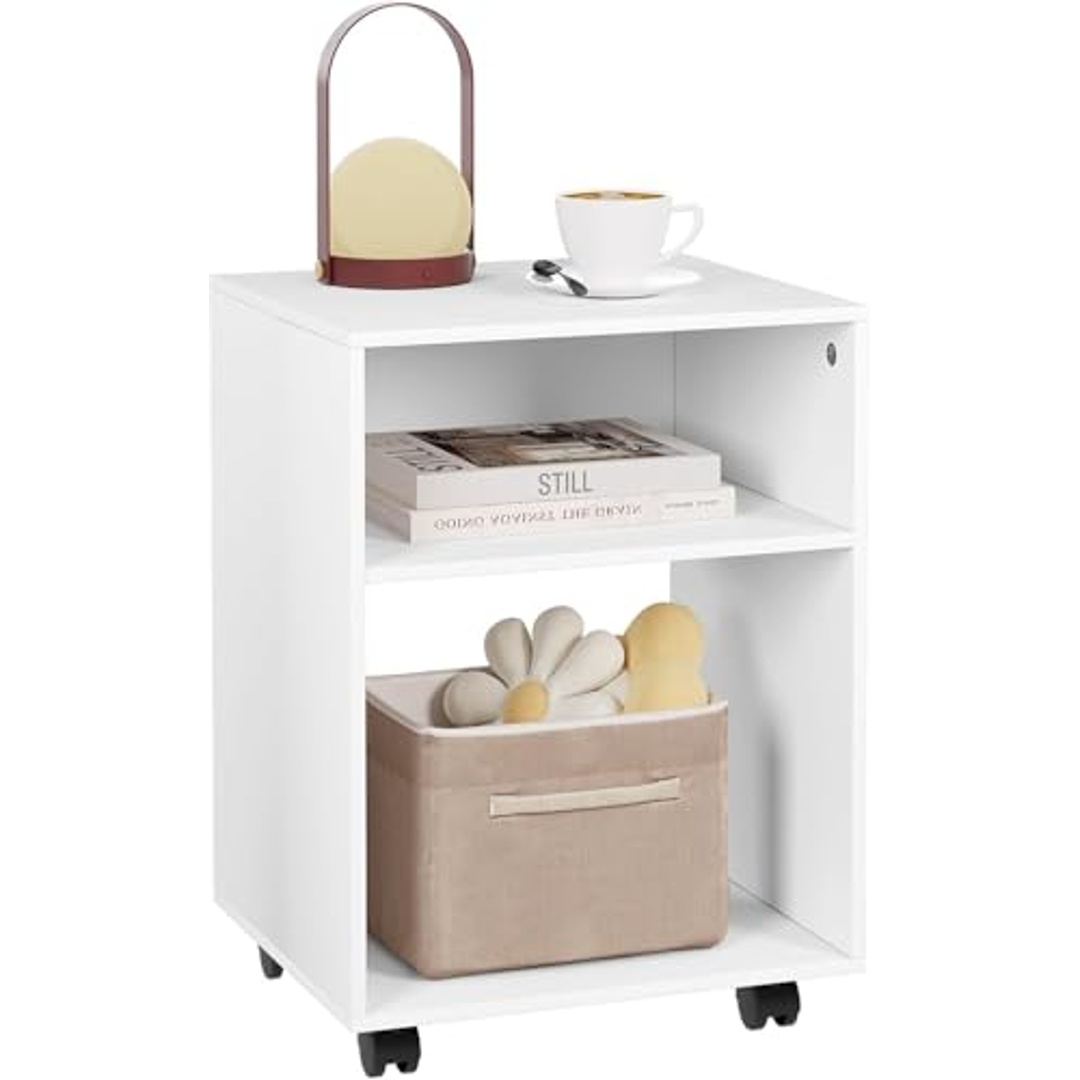 خزانة تخزين متنقلة بعجلات - أبيض - 40×35×55 سم