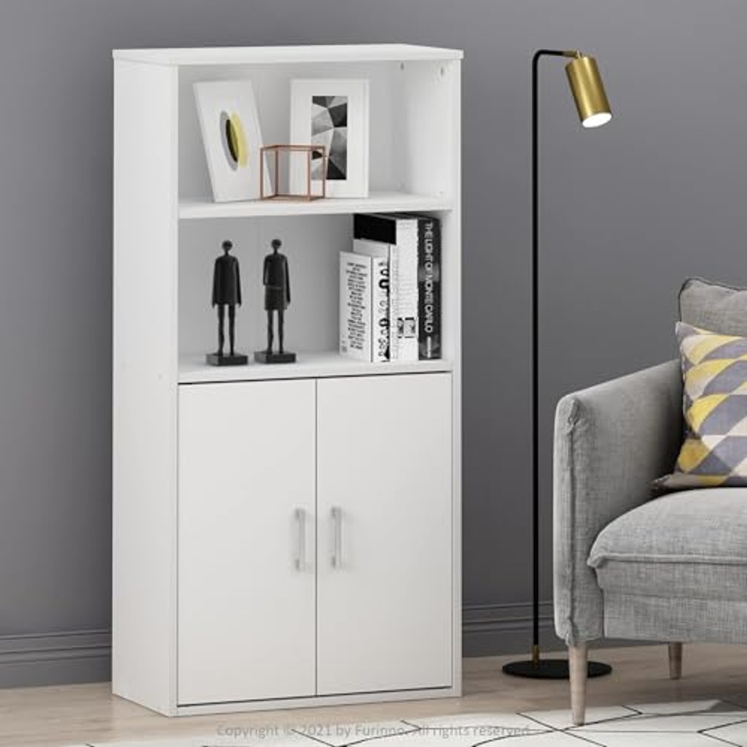 خزانة تخزين مع رفوف مفتوحة - 60×120×24 سم - أبيض