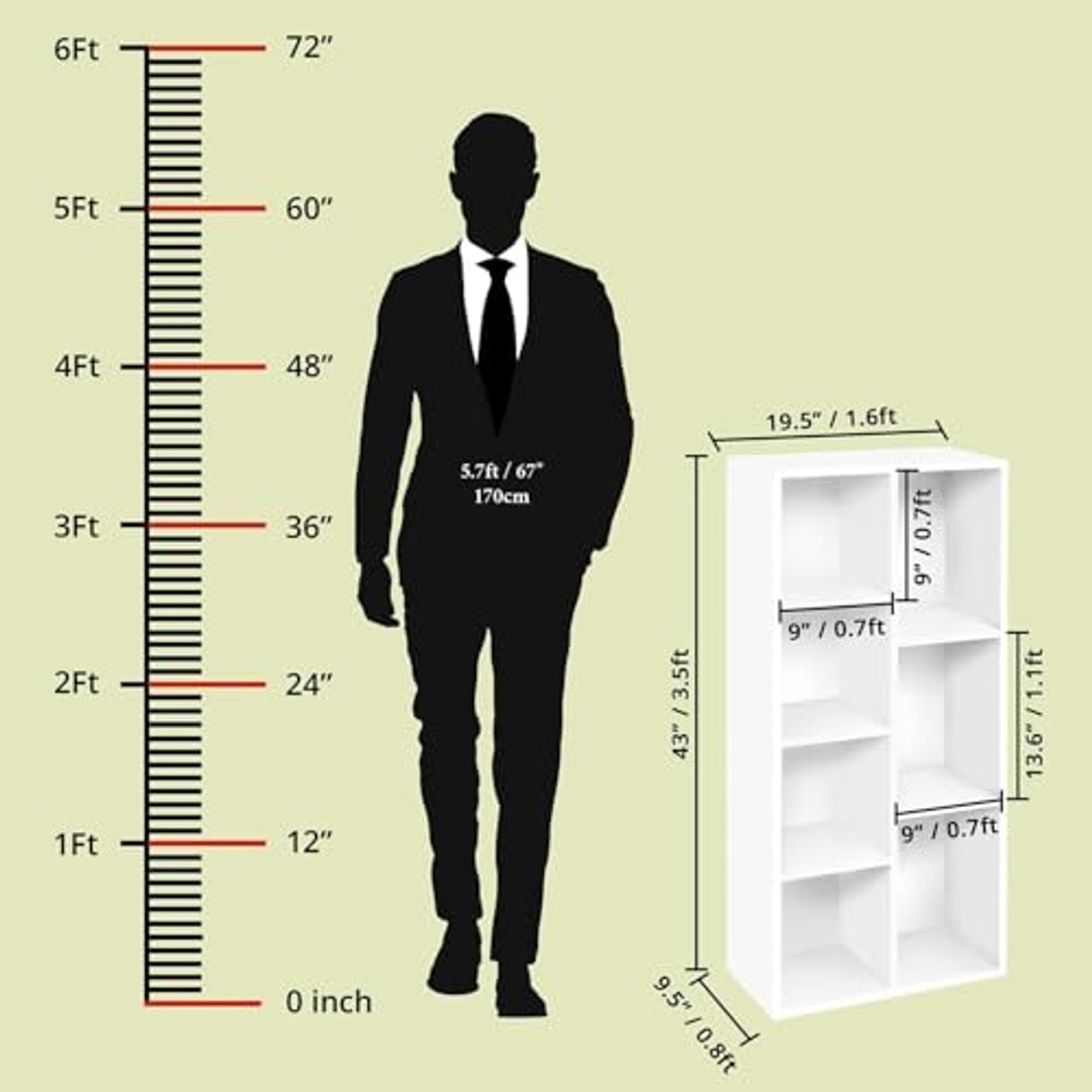 مكتبة متعددة الأغراض بـ 7 مكعبات - 49.5×24×110 سم - أبيض