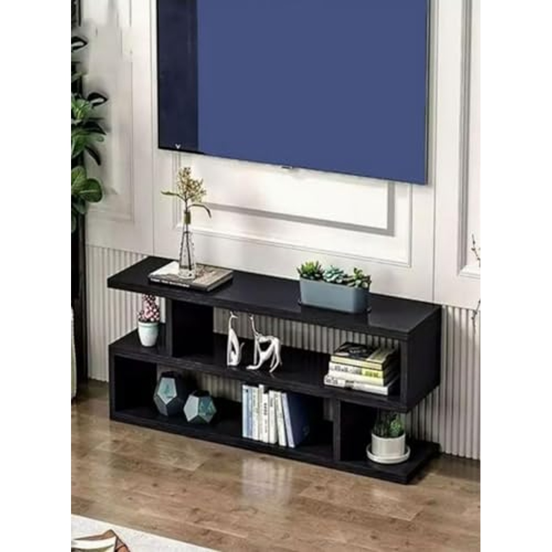 ترابيزة تلفزيون مع رفوف تخزين - 100×20×45 سم - أسود