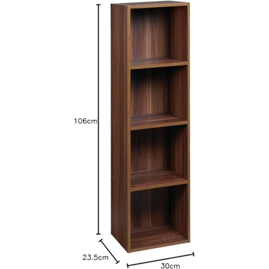 مكتبة خشبية بـ 4 رفوف - 106×30×23.5 سم - بني