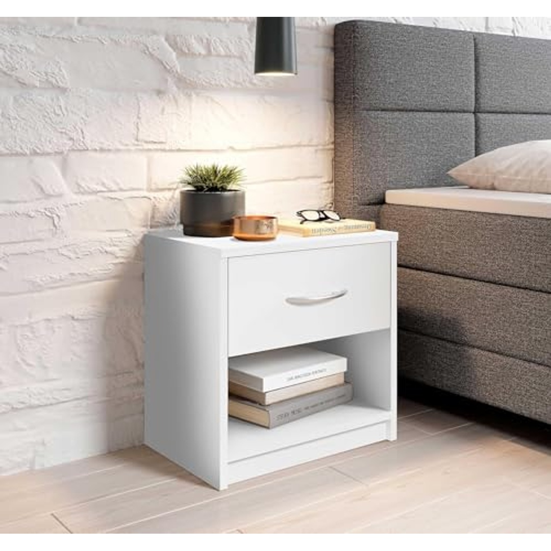 كومود مودرن خشب مع درج - 39×41×28 سم - أبيض
