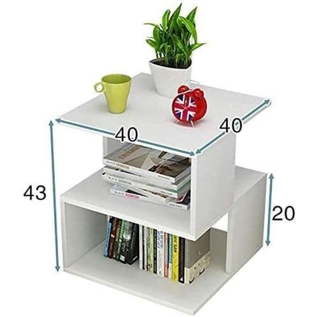 كومود خشبي حديث - أبيض بطبقتين - 40×40×45 سم