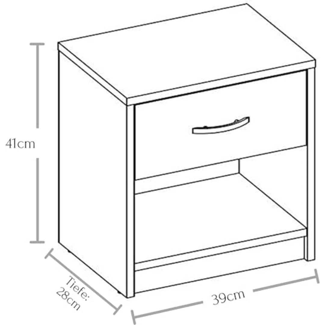 كومود أبيض مع درج ورف مفتوح - 39×41×28 سم