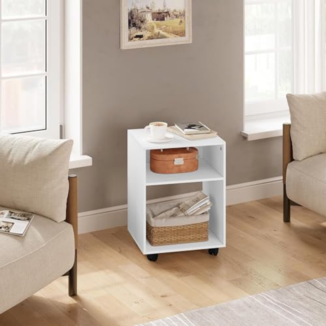 خزانة تخزين متنقلة بعجلات - أبيض - 40×35×55 سم