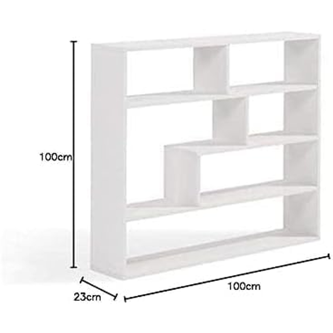 مكتبة حائط هندسية - 100×100×23 سم - أبيض