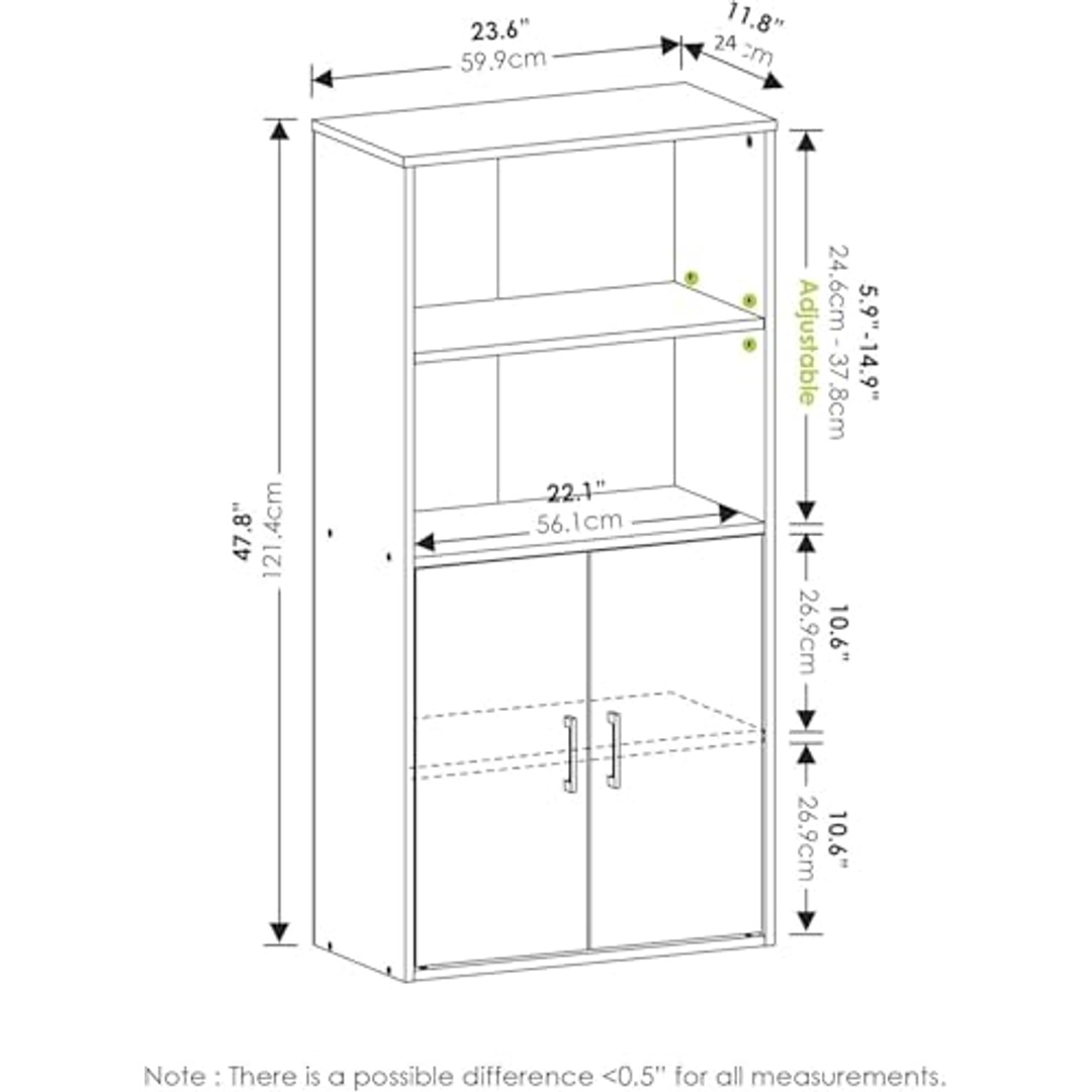 خزانة تخزين مع رفوف مفتوحة - 60×120×24 سم - أبيض
