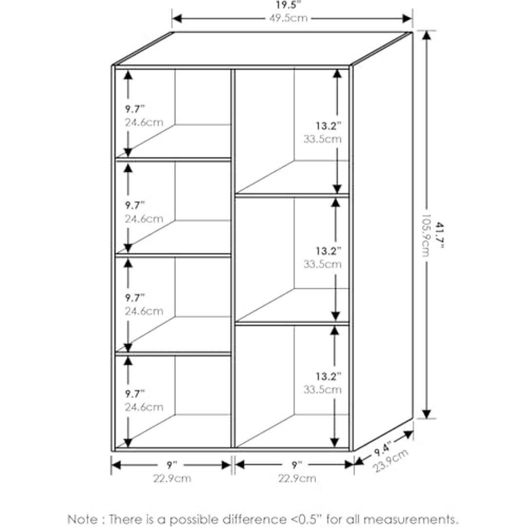 مكتبة بـ 7 حجرات - أسود - 49.5×23.9×105.9 سم