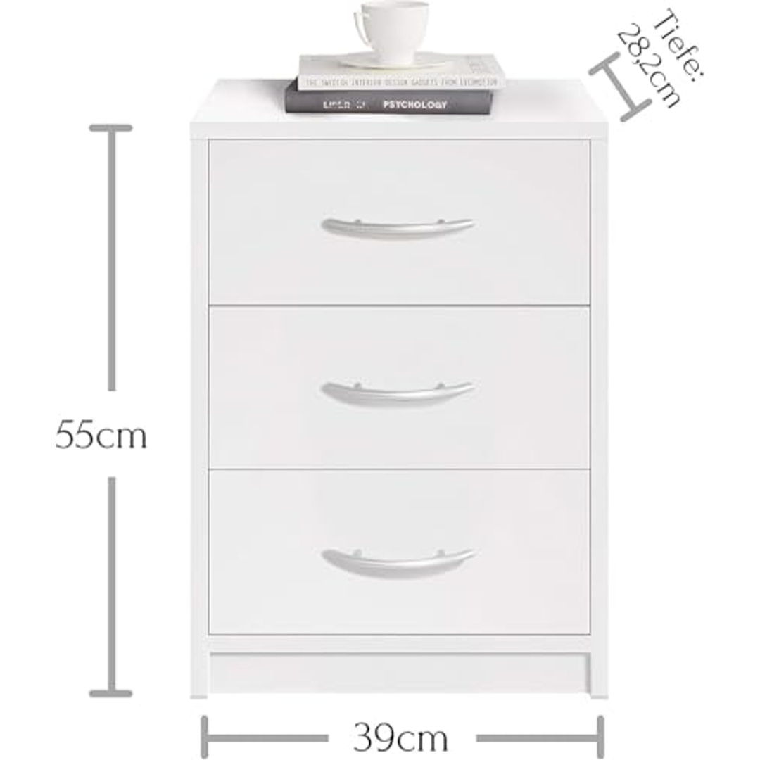 كومود أبيض بـ 3 أدراج - 39×54×28 سم