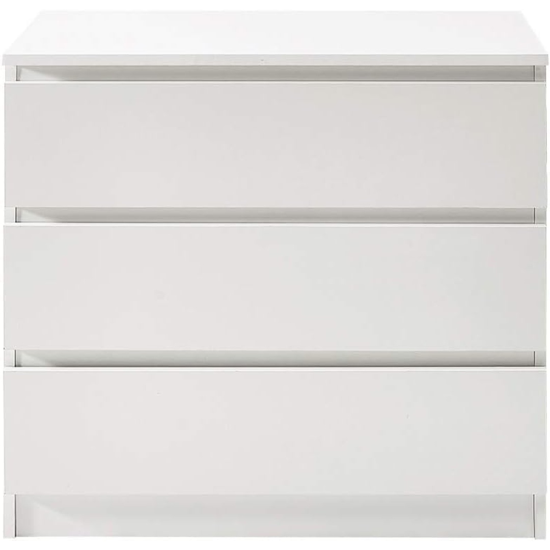 خزانة أدراج حديثة بـ 3 أدراج مع مزالق معدنية - أبيض