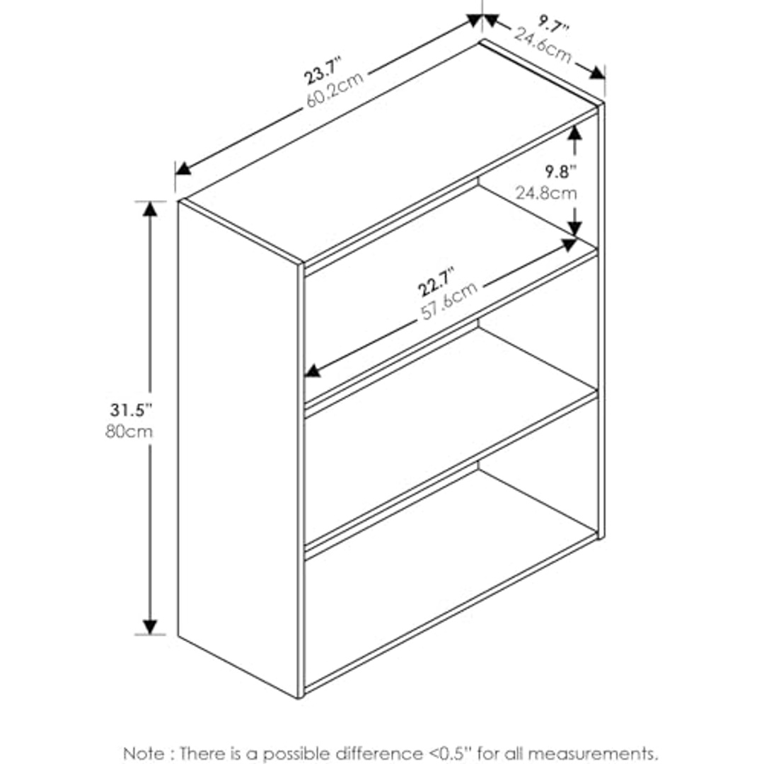 مكتبة بـ 3 رفوف - لون إسبرسو - 60.2×24.6×80 سم