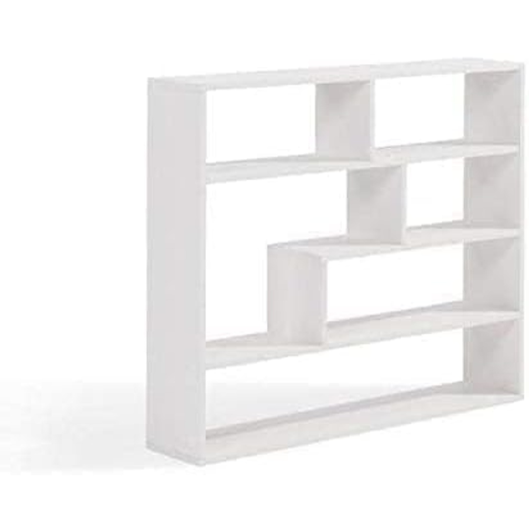 مكتبة حائط هندسية - 100×100×23 سم - أبيض