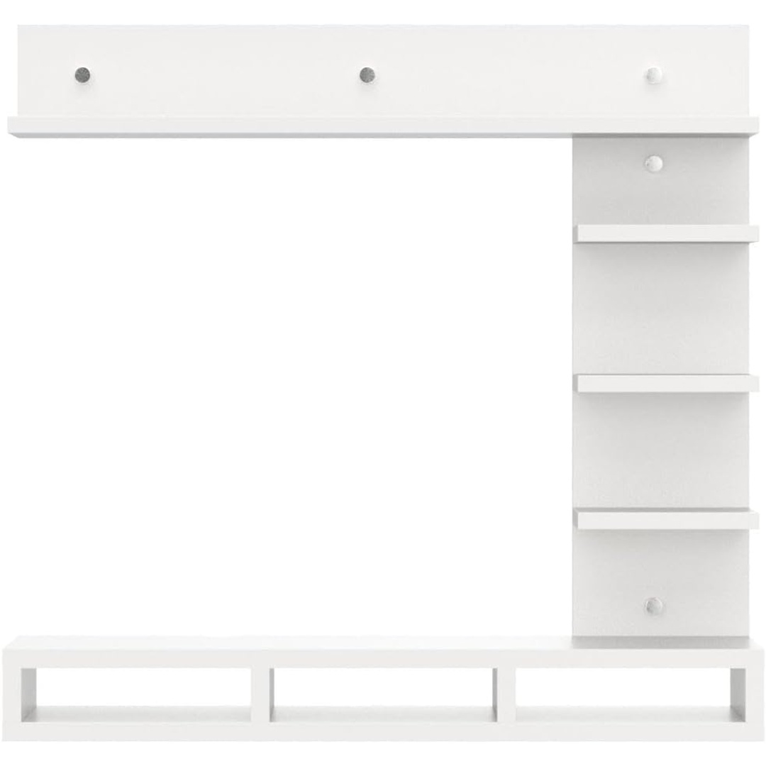 وحدة تلفزيون معلّقة - مناسبة لتلفزيونات 32–43 بوصة - 130×112×25 سم - أبيض