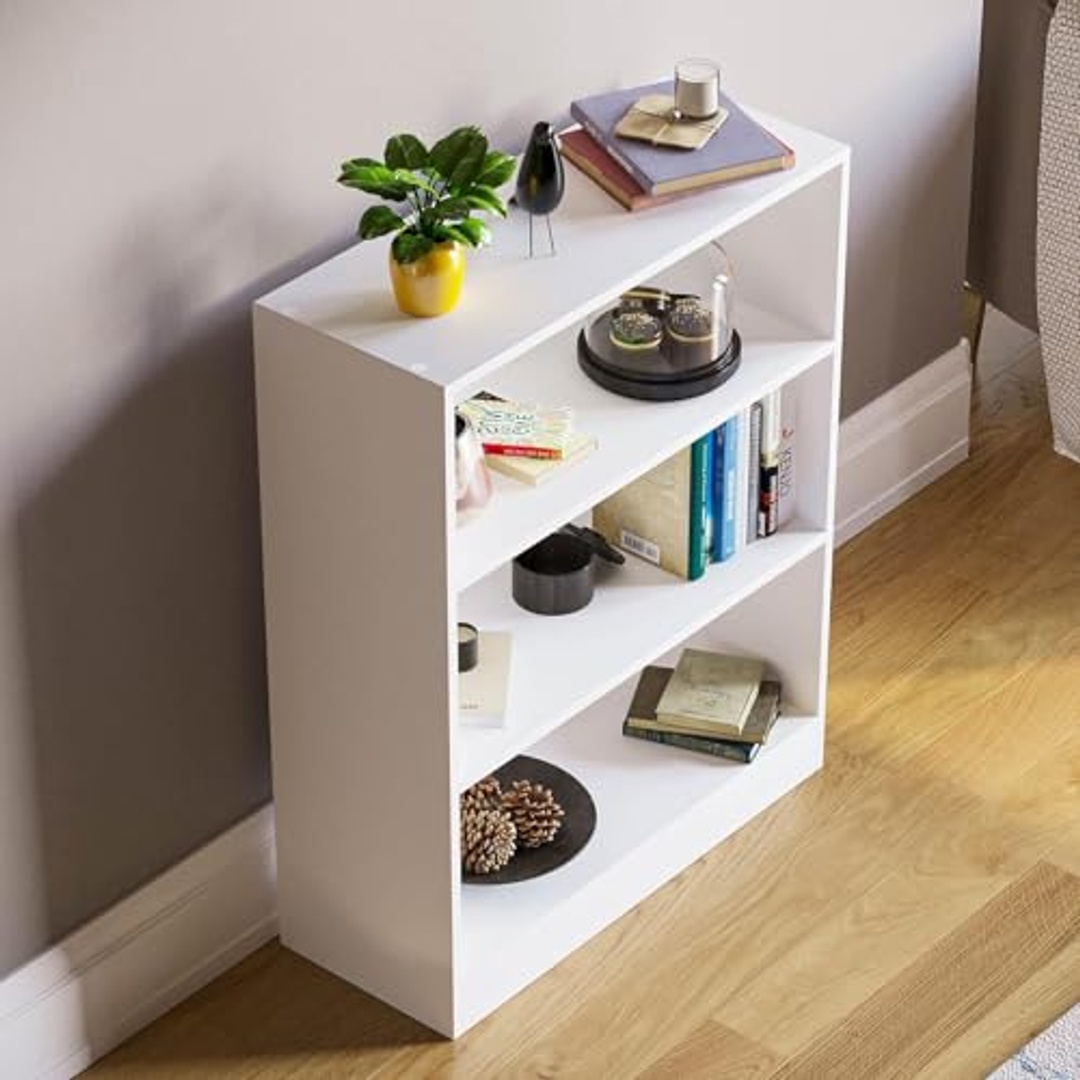 مكتبة حديثة بـ 3 رفوف - 60×75×24 سم - أبيض