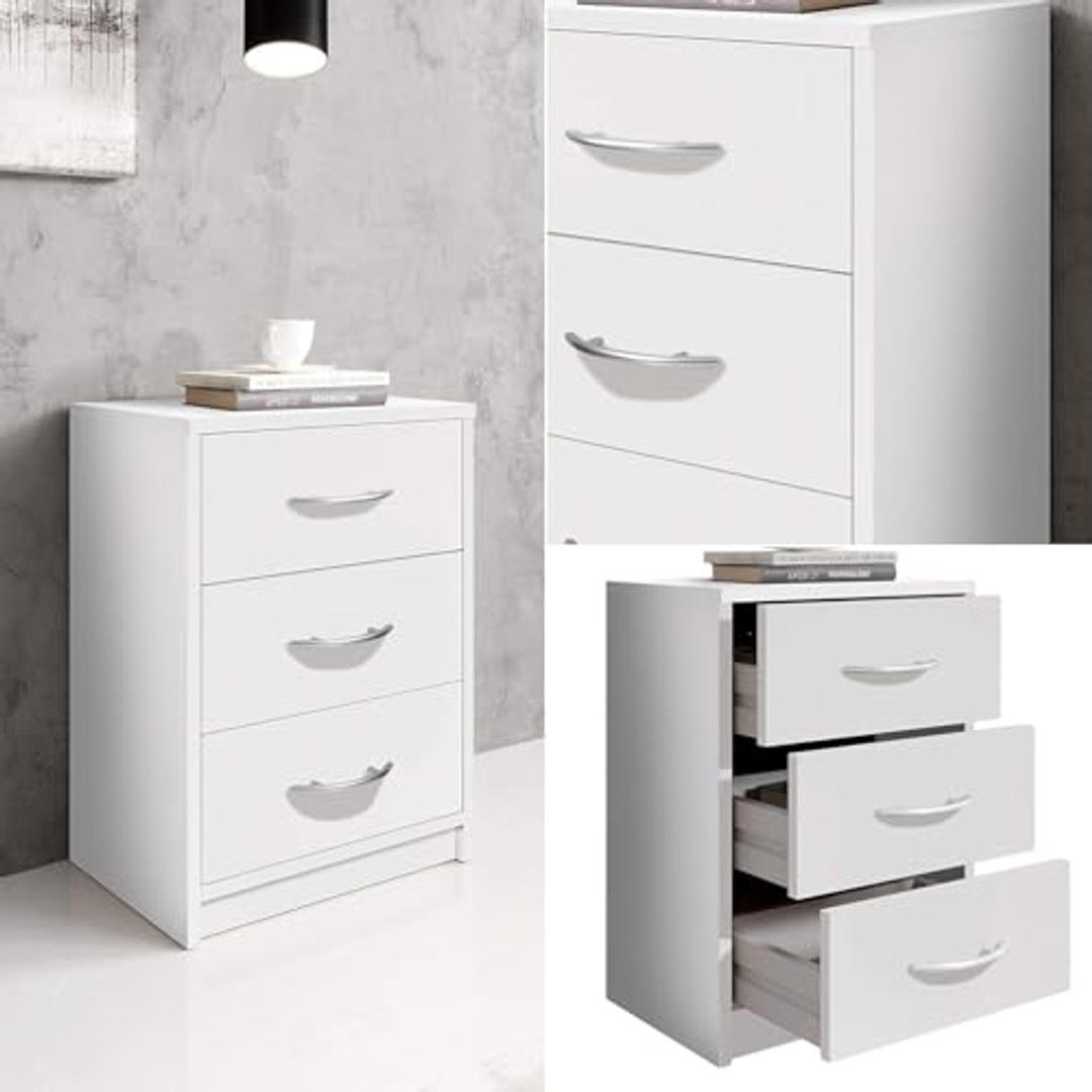 كومود أبيض بـ 3 أدراج - 39×54×28 سم