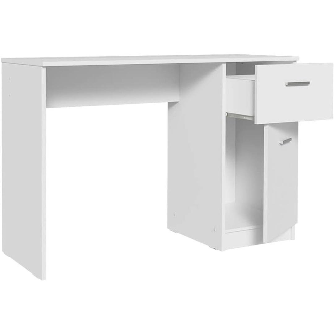 مكتب كمبيوتر - خشب مصنّع أبيض - 110×77×45 سم