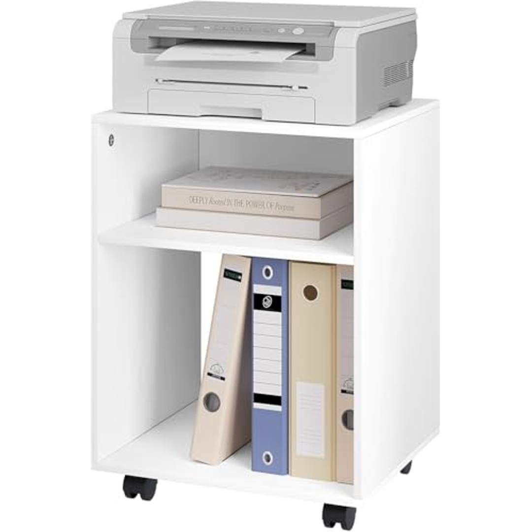 خزانة تخزين متنقلة بعجلات - أبيض - 40×35×55 سم