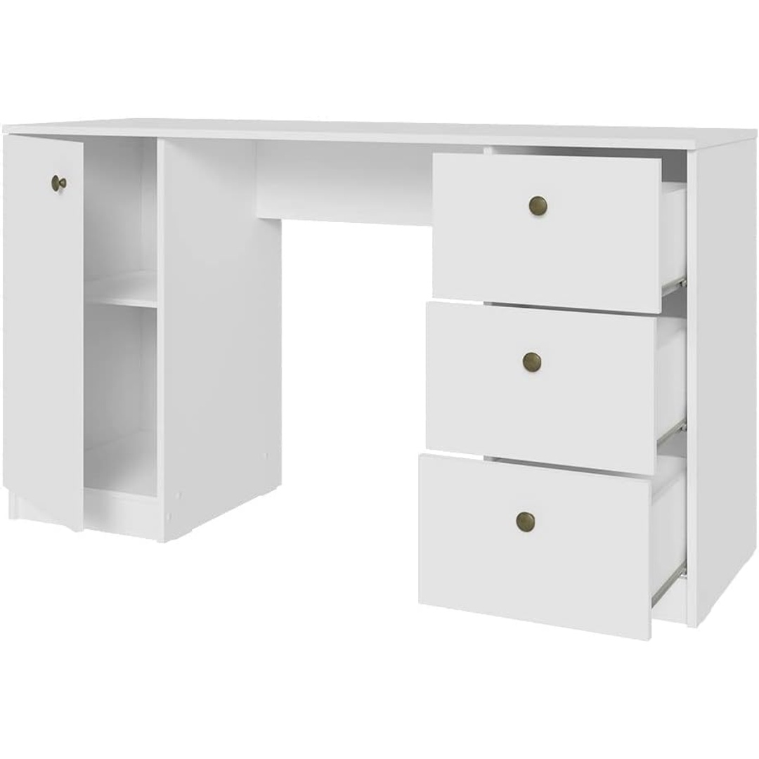 مكتب كمبيوتر تنفيذي - أبيض - 136×77×45 سم