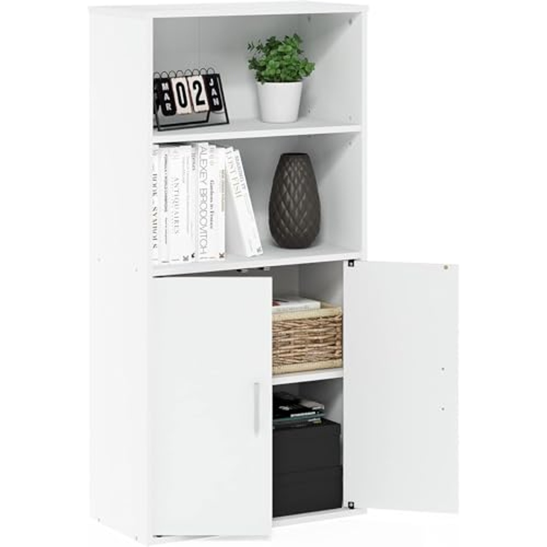 خزانة تخزين مع رفوف مفتوحة - 60×120×24 سم - أبيض