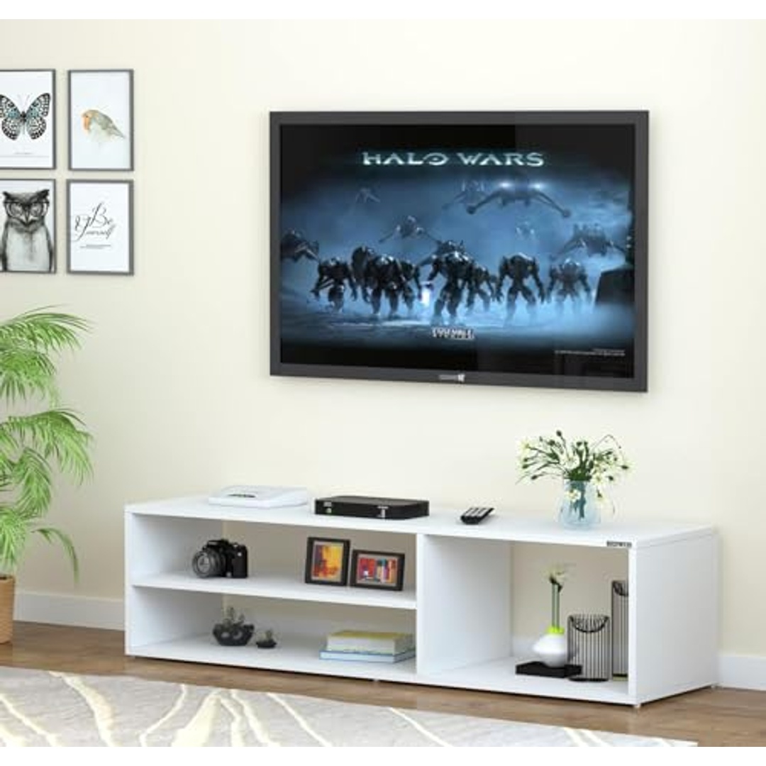 ترابيزة تلفزيون - مناسبة لتلفزيون حتى 52 بوصة - 130×30×36.5 سم - أبيض