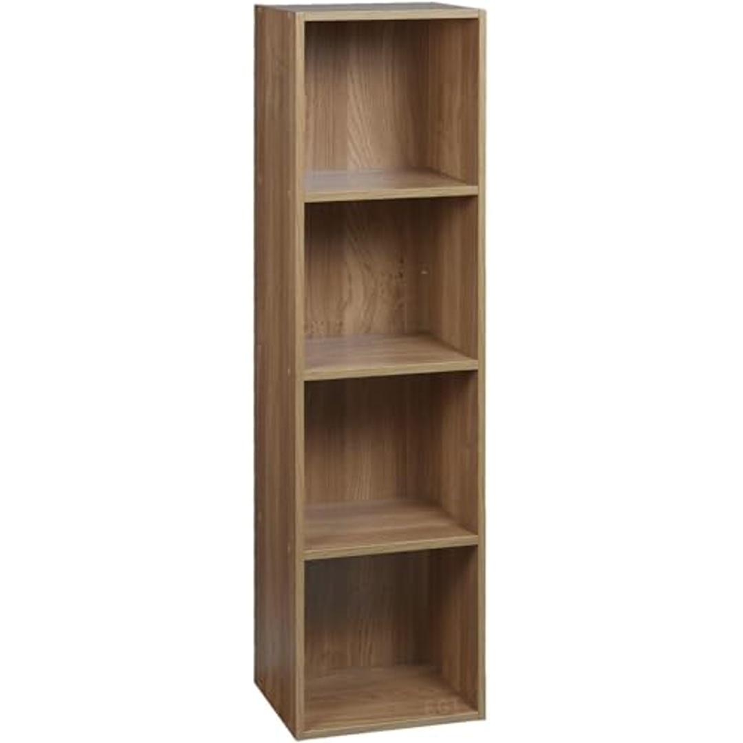 مكتبة خشبية بـ 4 رفوف - 106×23.5×30 سم - لون أوك