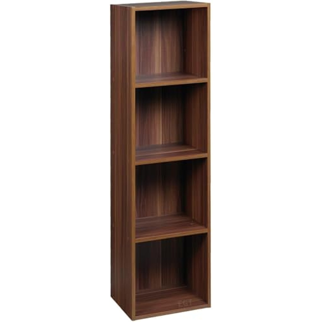 مكتبة خشبية بـ 4 رفوف - 106×30×23.5 سم - بني