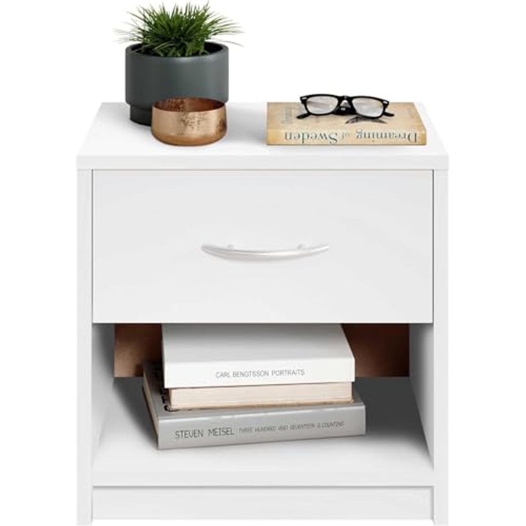 كومود مودرن خشب مع درج - 39×41×28 سم - أبيض