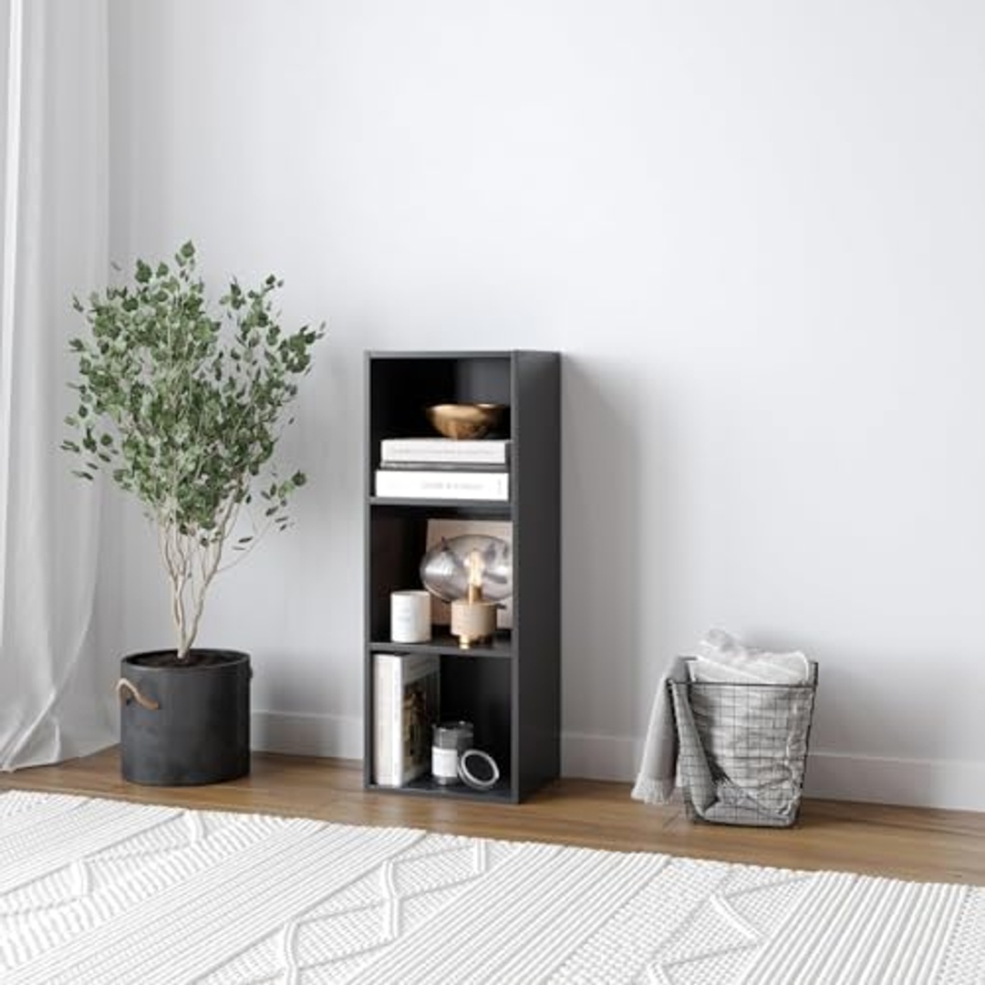 مكتبة مفتوحة بـ 3 رفوف - أسود - 79×30 سم