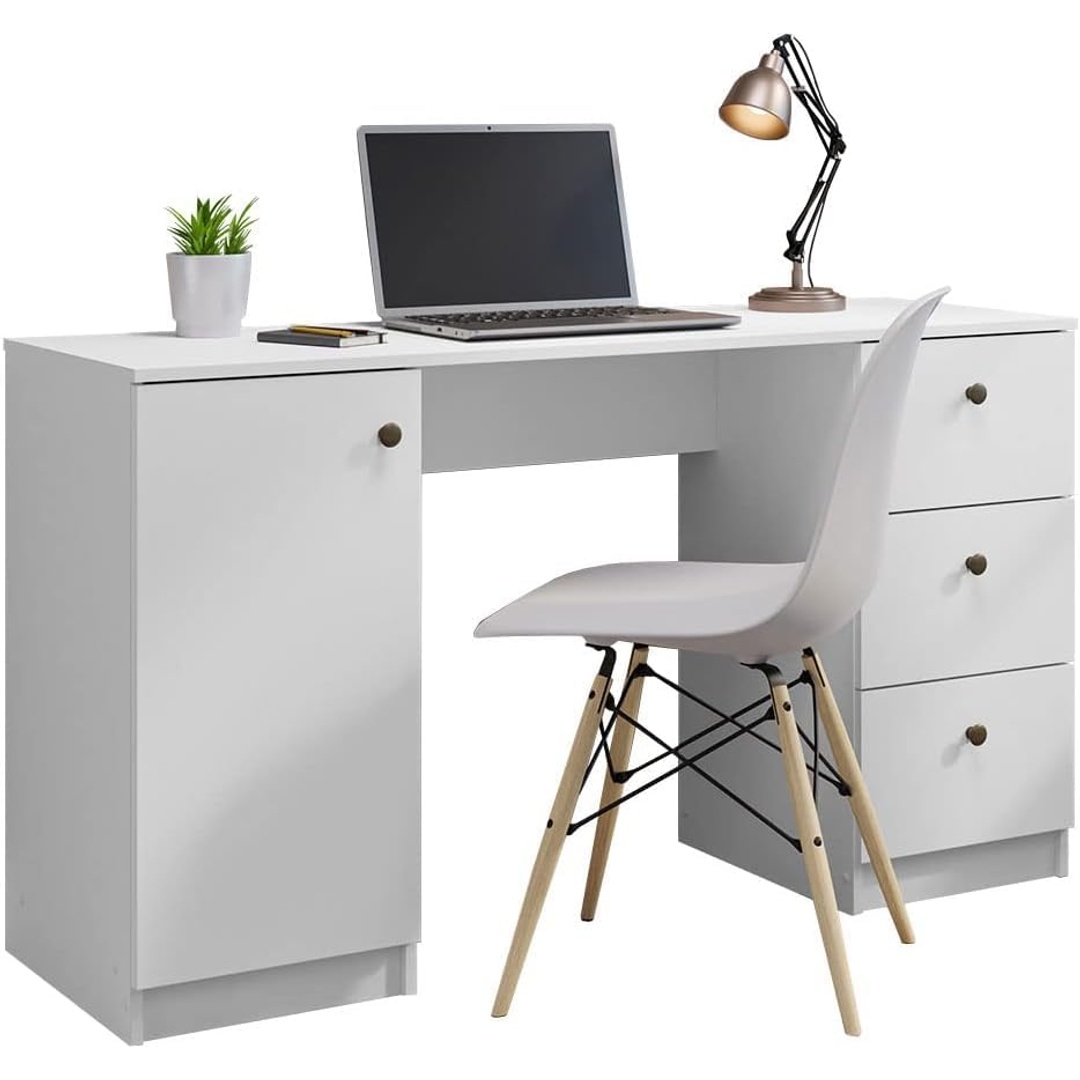 مكتب كمبيوتر تنفيذي - أبيض - 136×77×45 سم