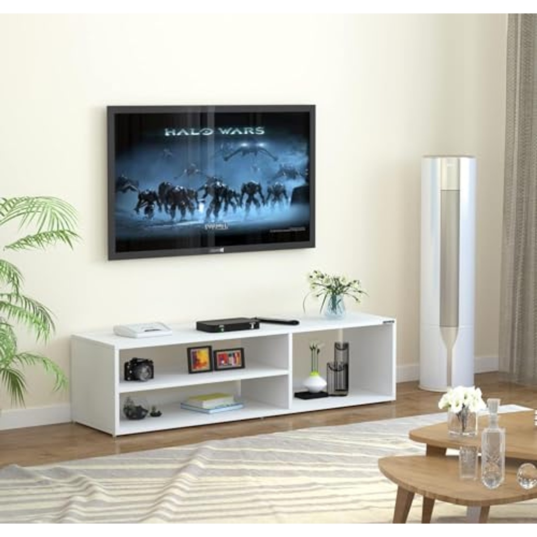 ترابيزة تلفزيون - مناسبة لتلفزيون حتى 52 بوصة - 130×30×36.5 سم - أبيض