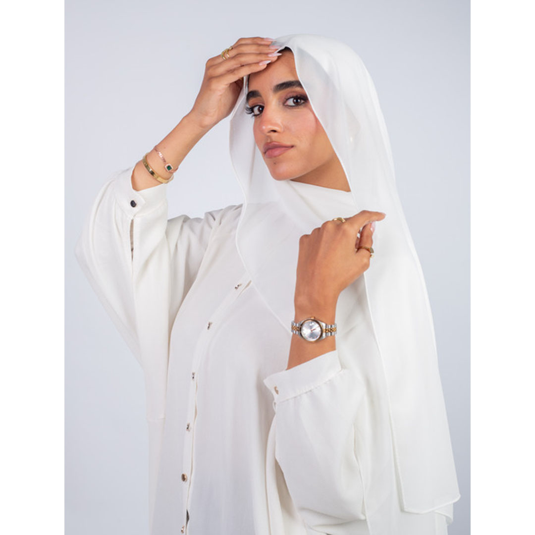 طرحه شيفون ساده من سترة - أوف وايت