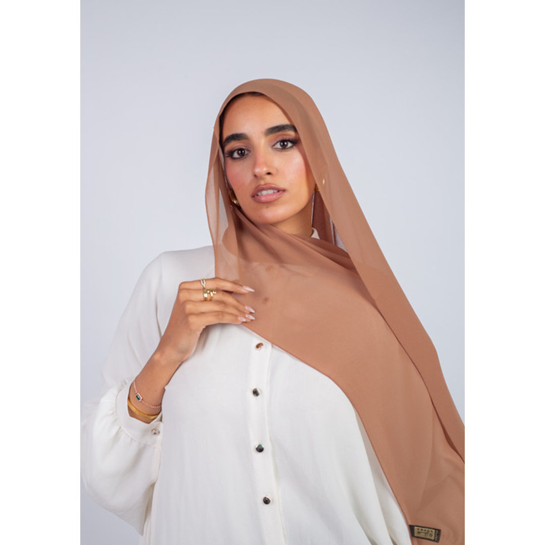 طرحه شيفون ساده من سترة - كافيه وسط