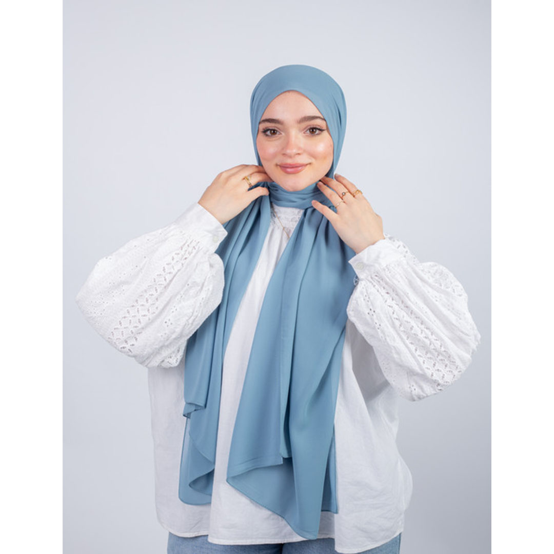 طرحه شيفون ساده من سترة - بيبي بلو غامق