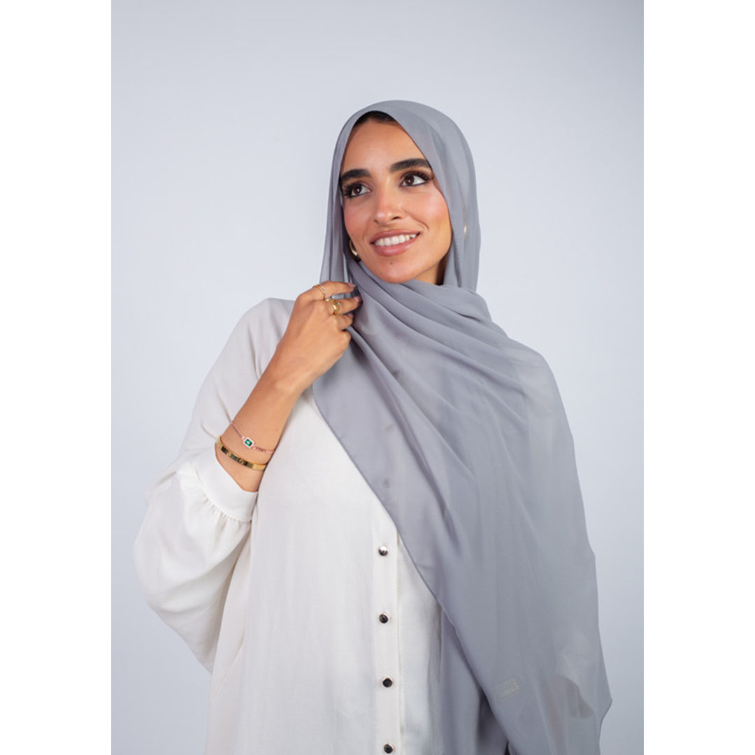 طرحه شيفون ساده من سترة - رمادي فاتح