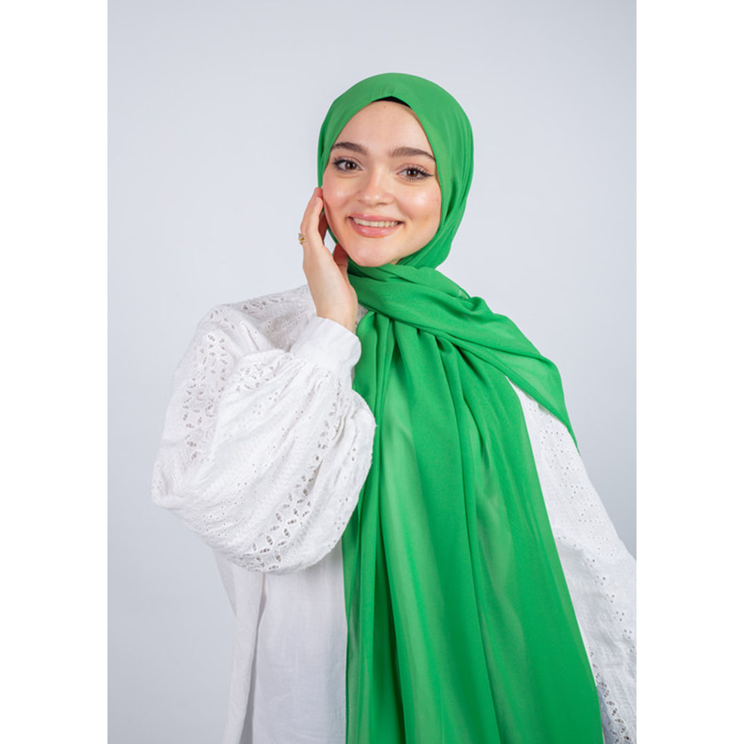 طرحه شيفون ساده من سترة - أخضر فاتح