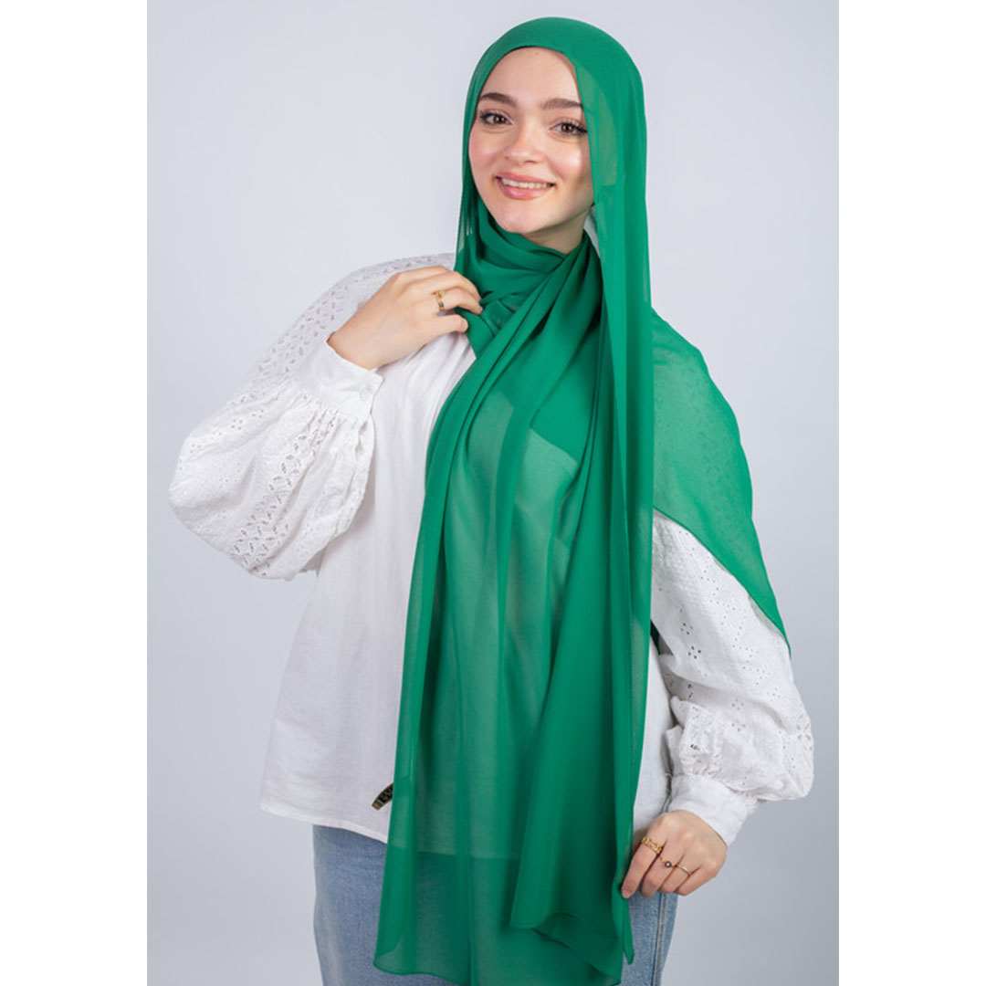 طرحه شيفون ساده من سترة - اخضر غامق