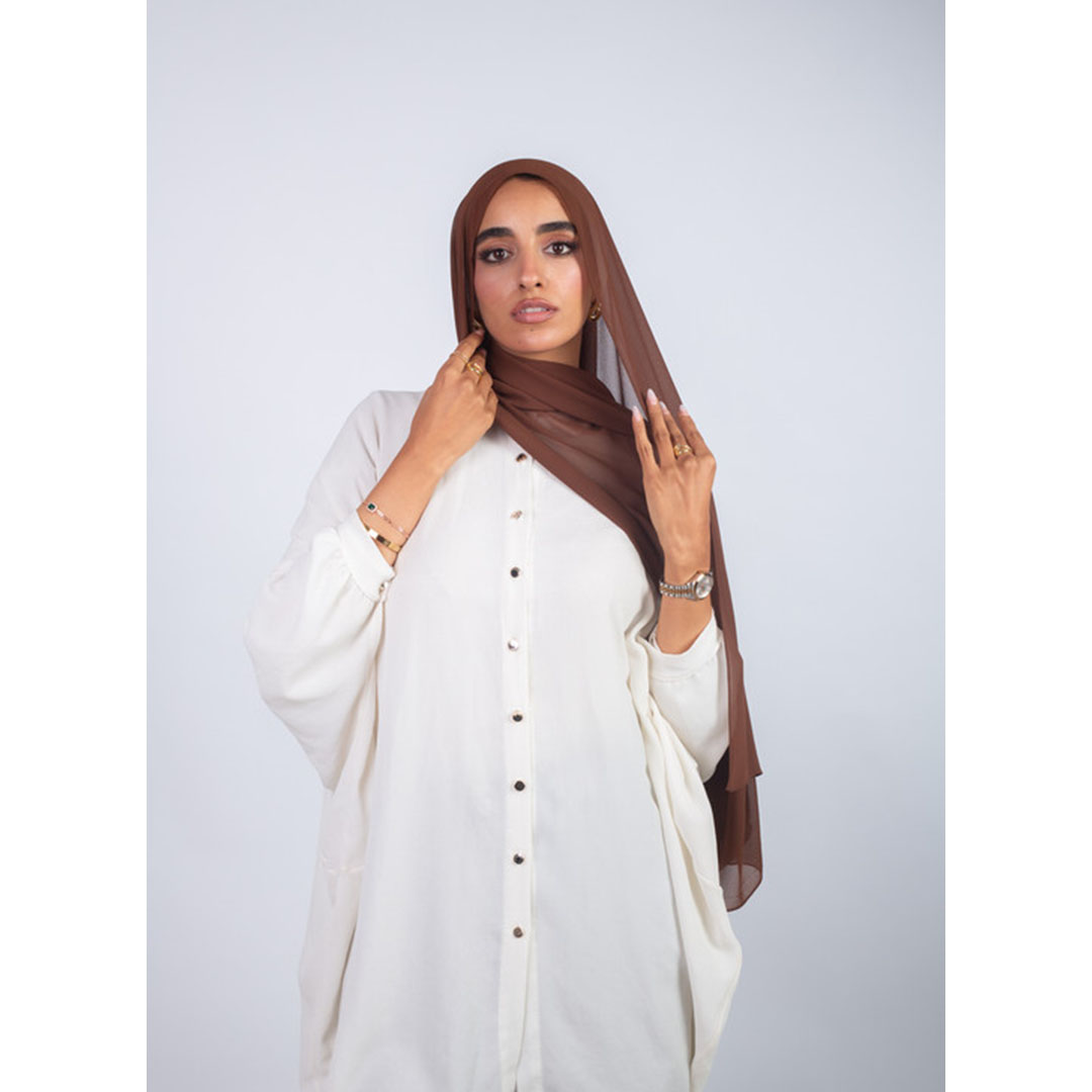 طرحه شيفون ساده من سترة - بني