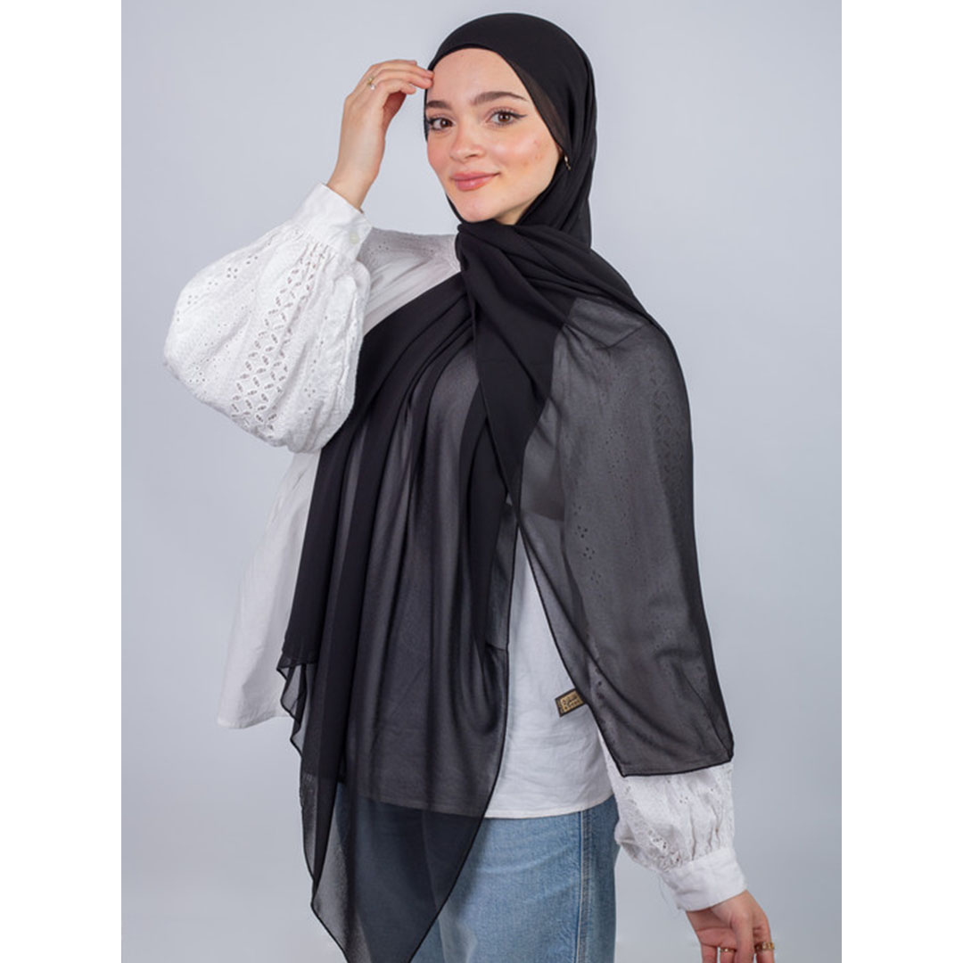 طرحه شيفون ساده من سترة - أسود