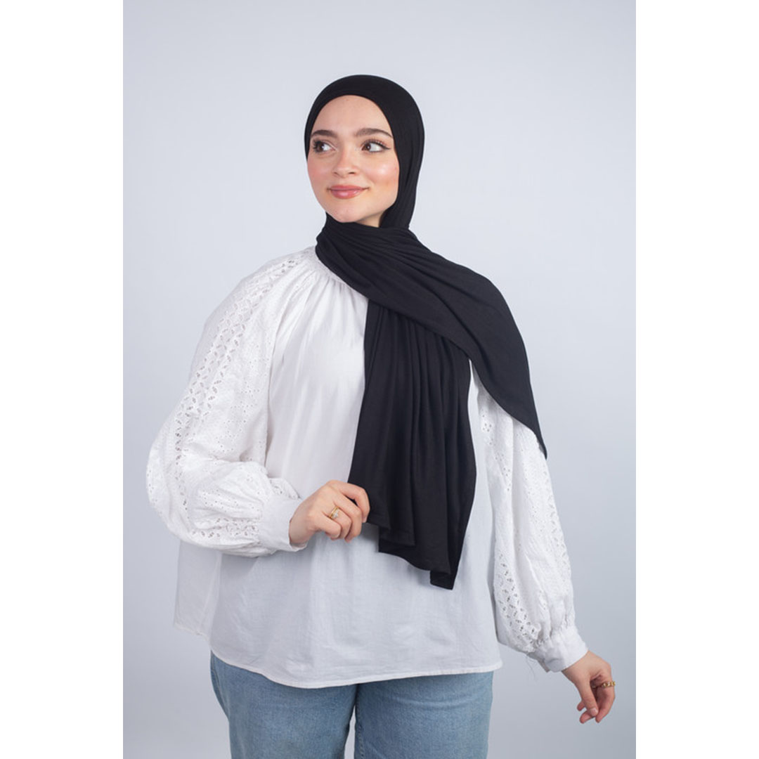 100% طرحة جل سادة قطن من سترة - أسود