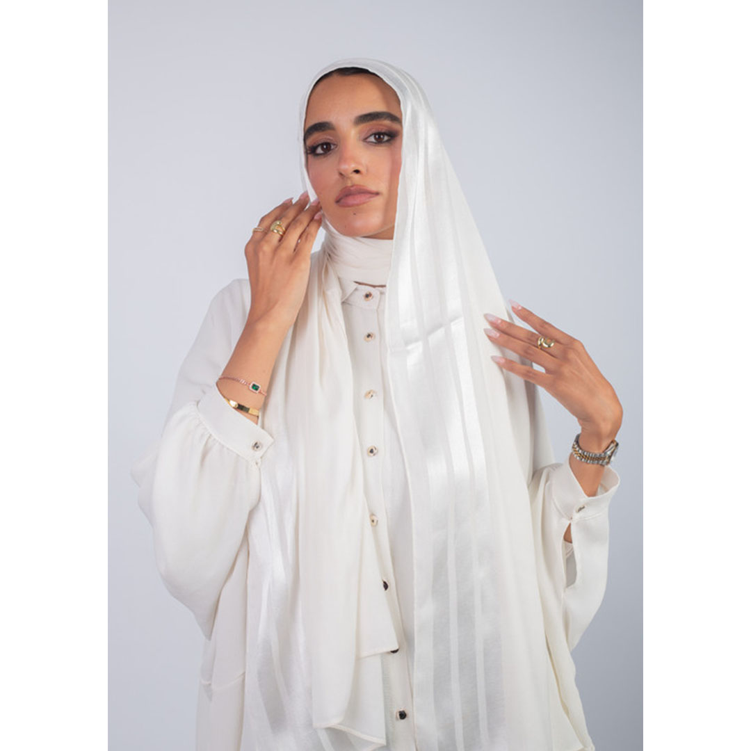 طرحة شاش في ستان قطن 100% من سترة - أوف وايت