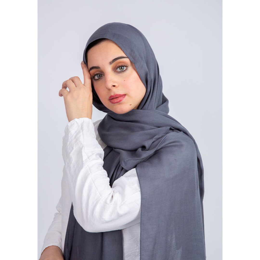 100% طرحة مودال سادة قطن من سترة - رمادي غامق