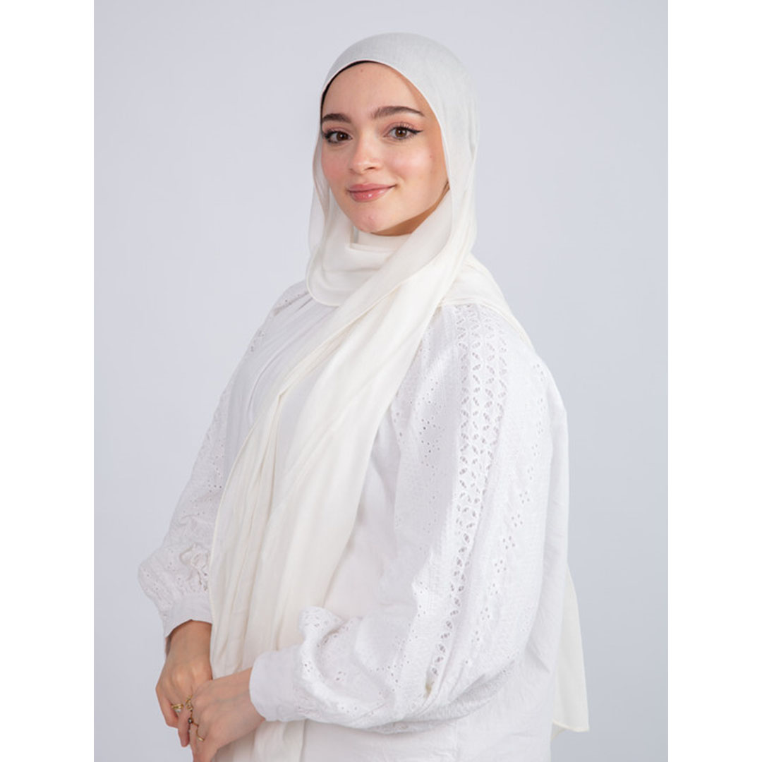 100% طرحة مودال سادة قطن من سترة - أوف وايت